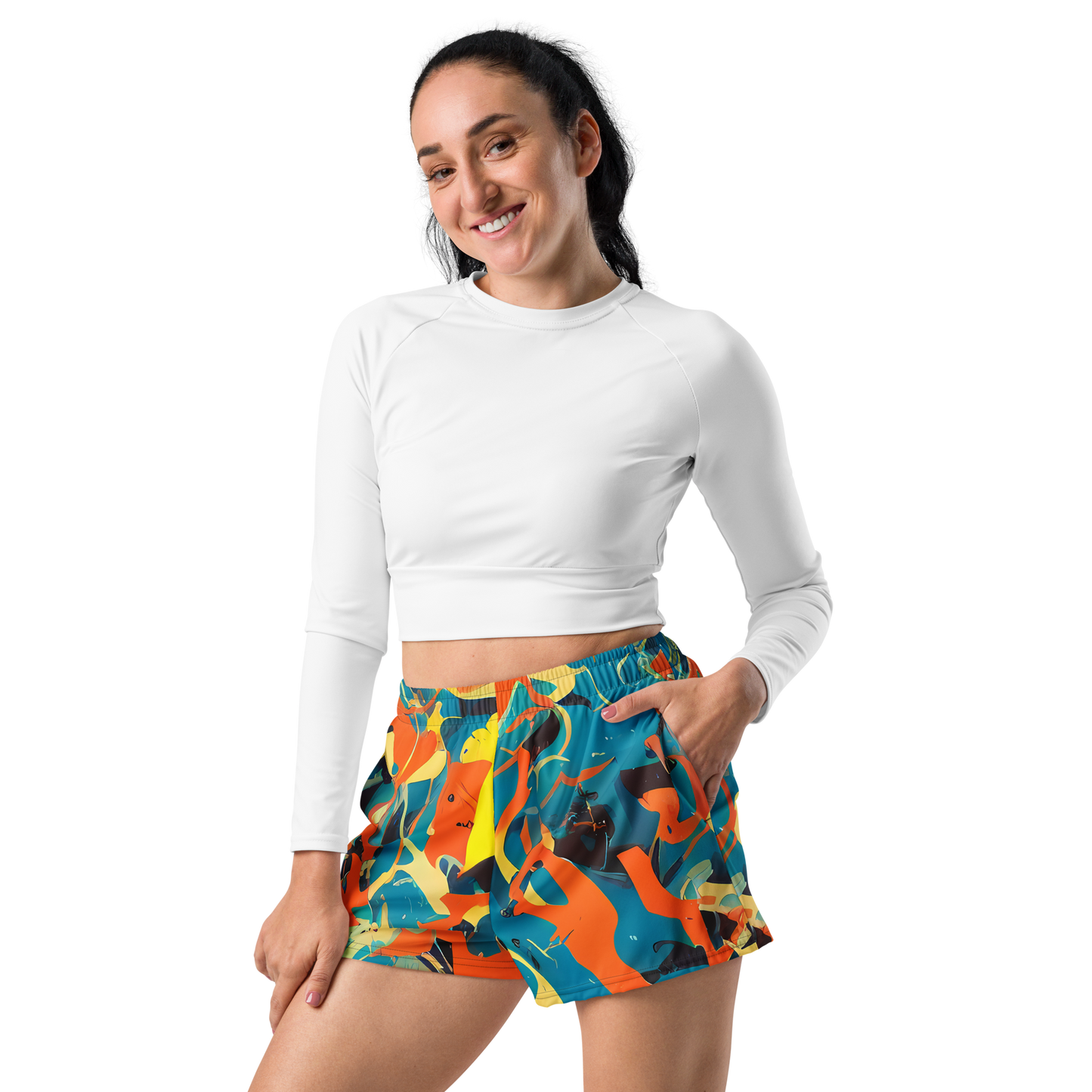 Women’s Athletic Shorts - Abstract Tango