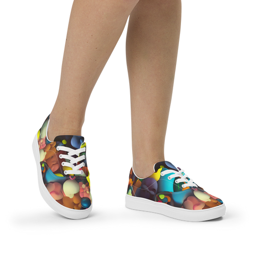 Women's Lace-Up Canvas Shoes - Bubble Pop Art