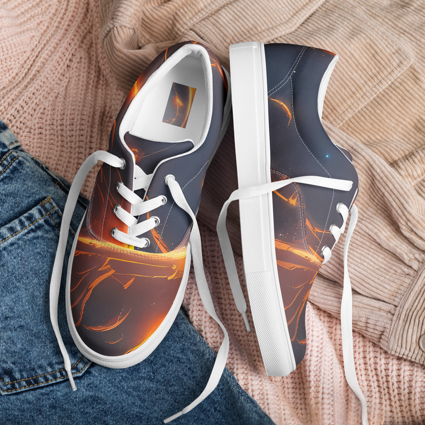 Women's Lace-Up Canvas Shoes - Inferno Spirals