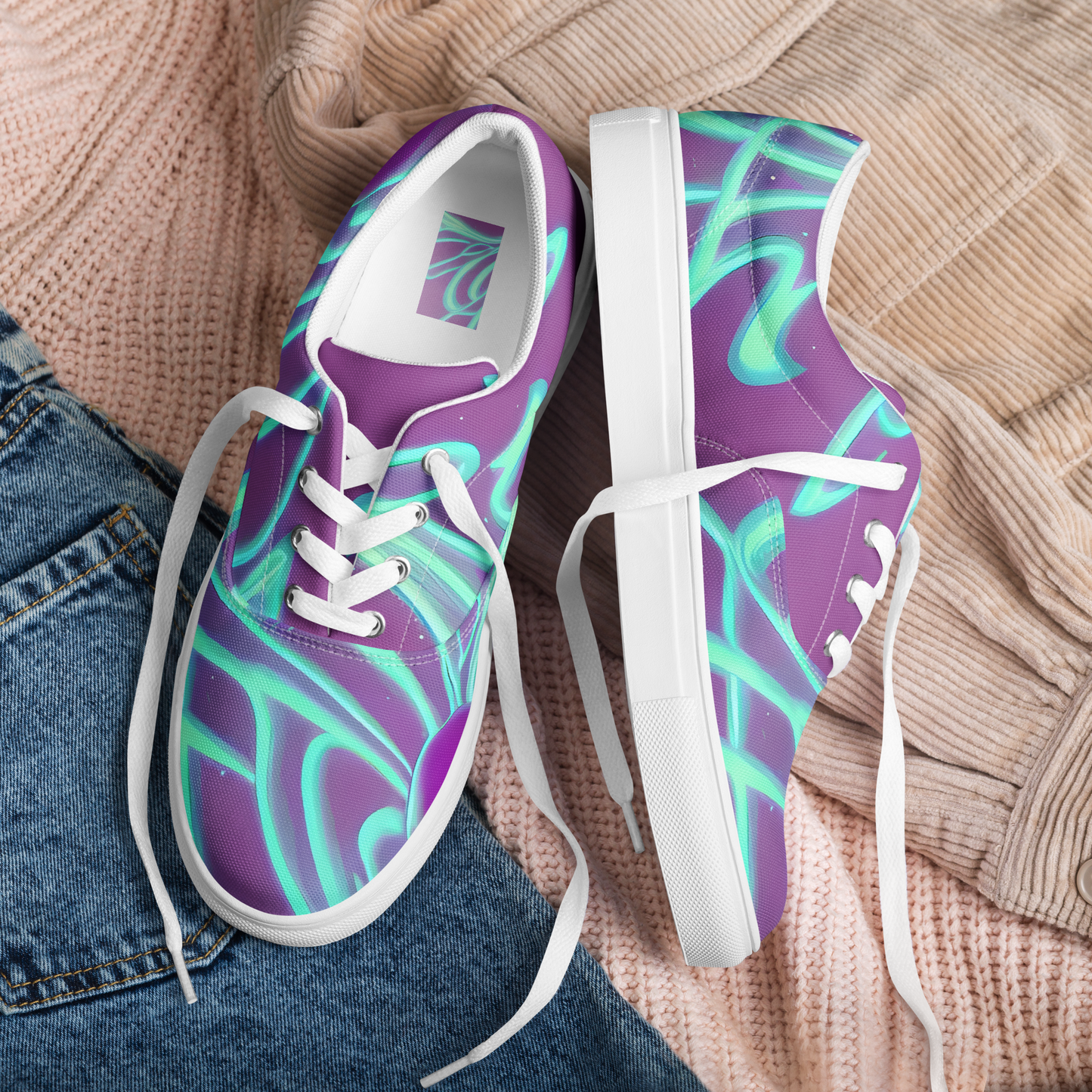 Women's Lace-Up Canvas Shoes - Neon Drift