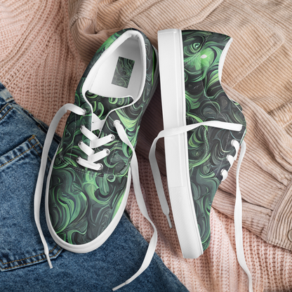 Women's Lace-Up Canvas Shoes - Savrasov Swirls