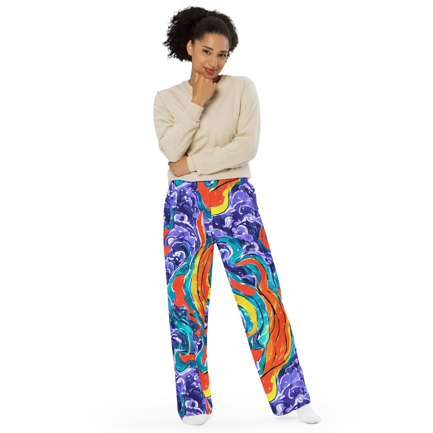 Wide-Leg Pants - Galactic Waves