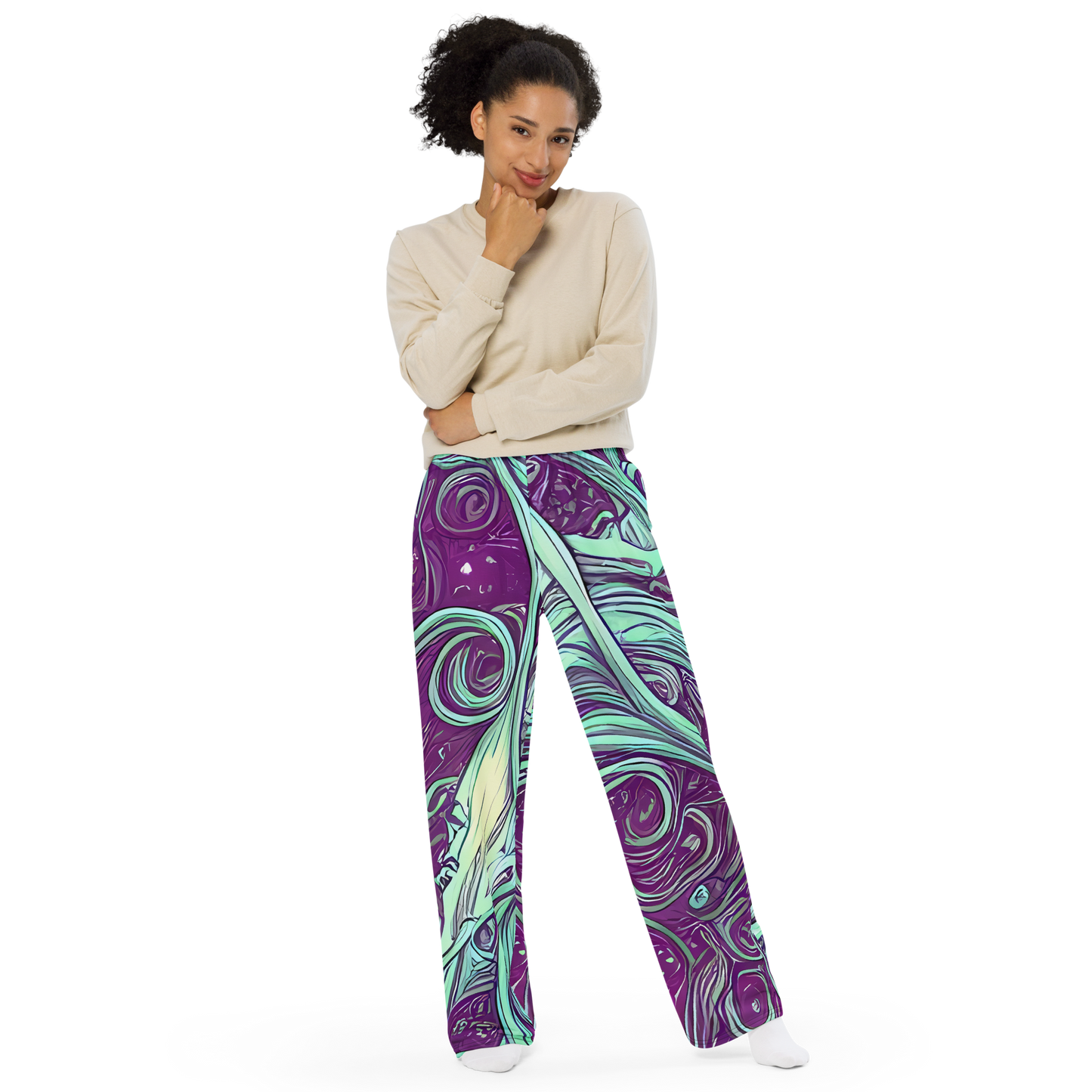 Wide-Leg Pants - Temple Swirls