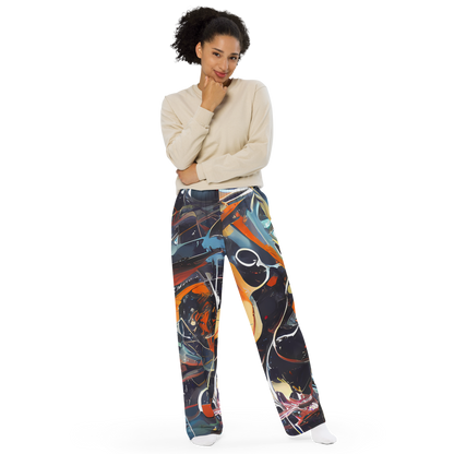 Wide-Leg Pants - Neo-Splash Labyrinth