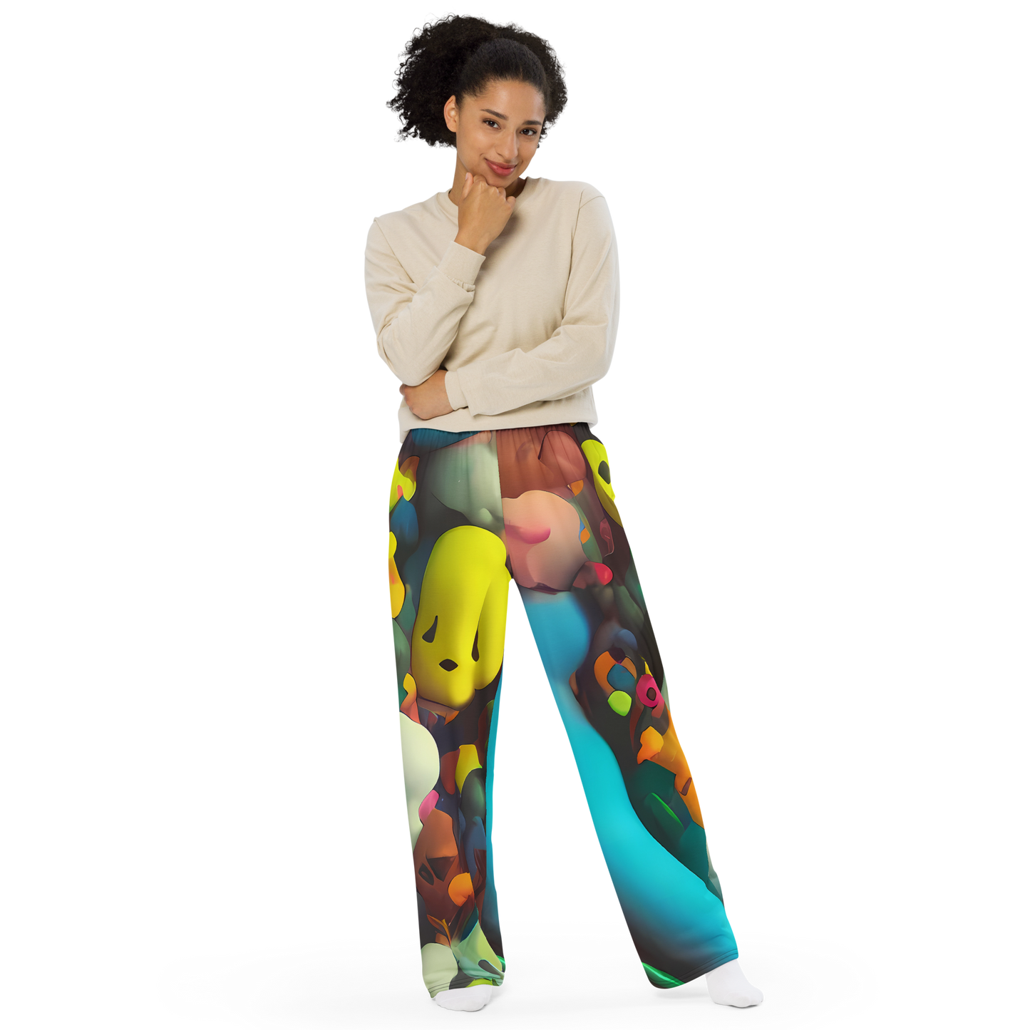 Wide-Leg Pants - Bubble Pop Art