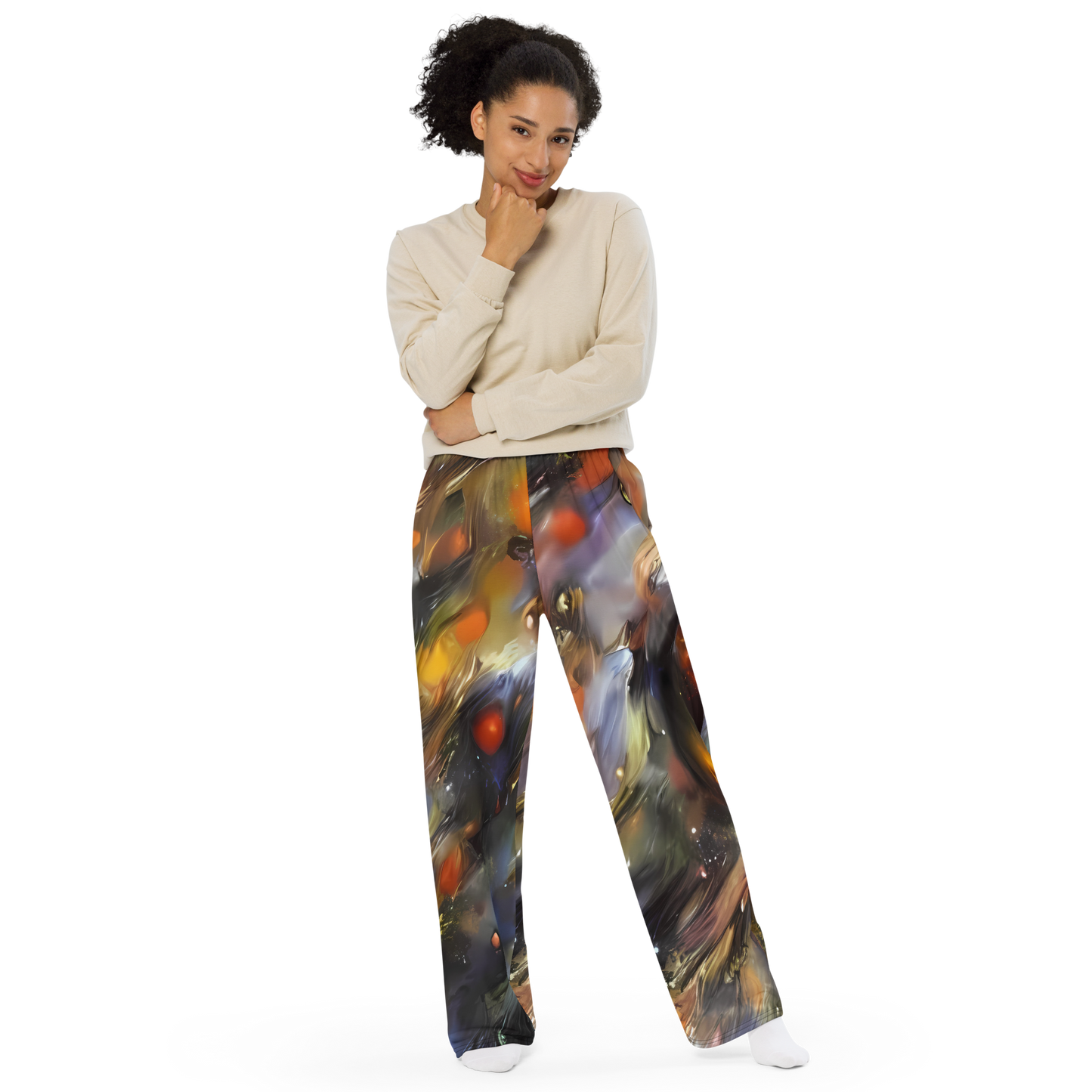 Wide-Leg Pants - Brushstroke Blaze