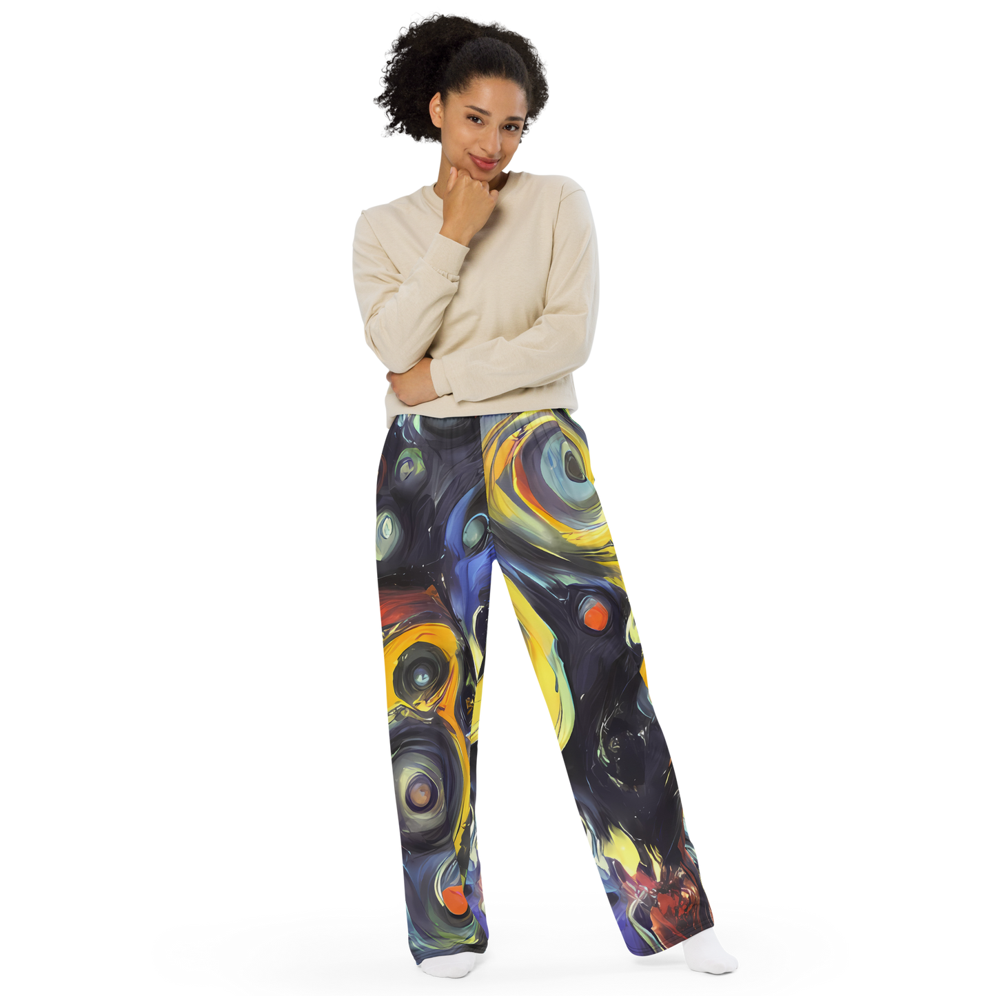 Wide-Leg Pants - Corinthian Swirl