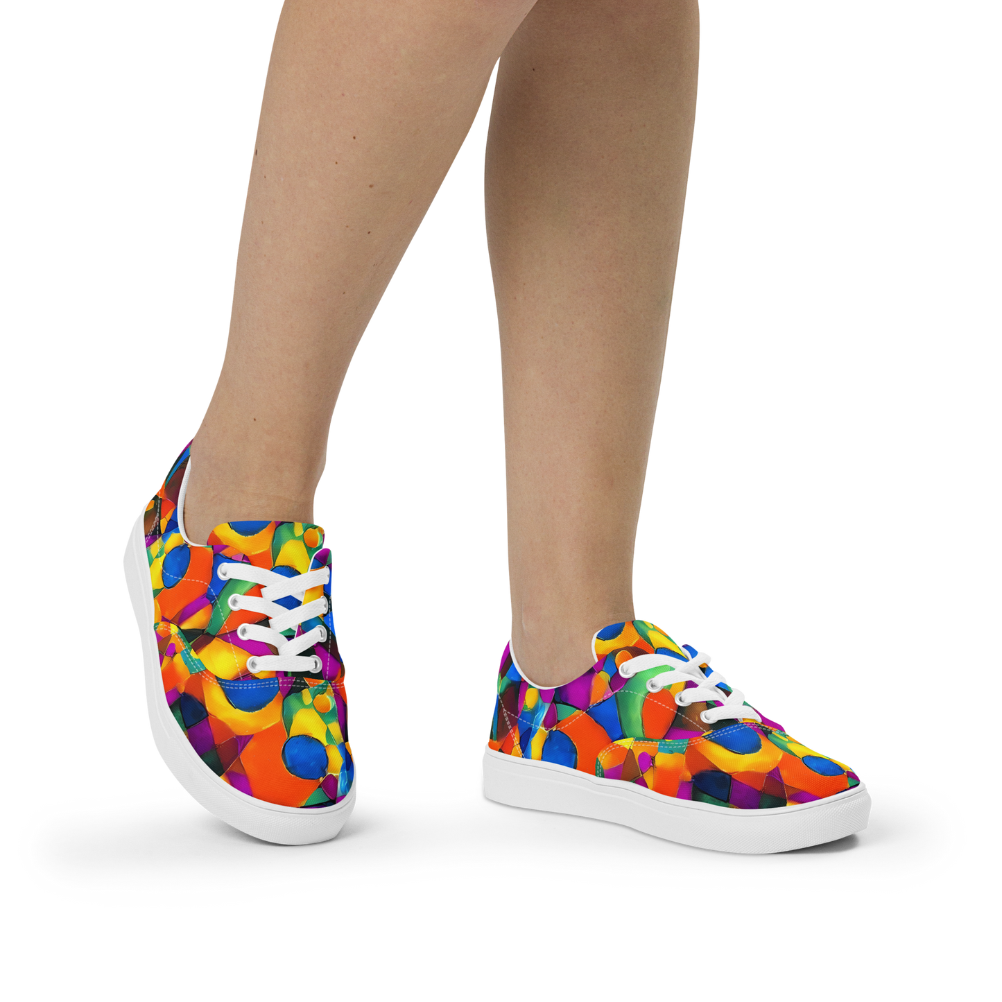 Women's Lace-Up Canvas Shoes - Galactic Jigsaw