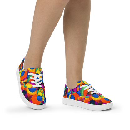 Women's Lace-Up Canvas Shoes - Galactic Jigsaw