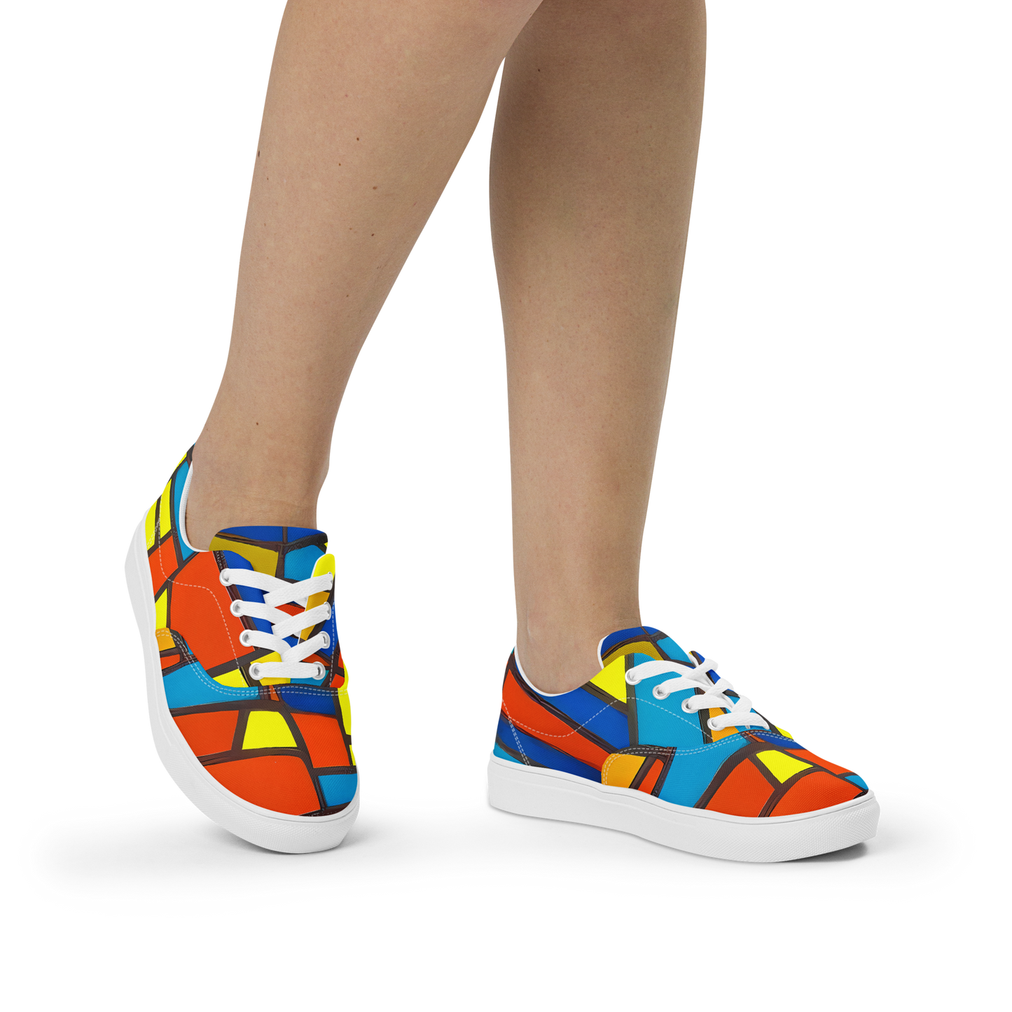 Women's Lace-Up Canvas Shoes - Mondrian Mesh