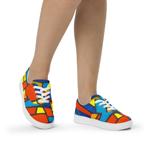 Women's Lace-Up Canvas Shoes - Mondrian Mesh