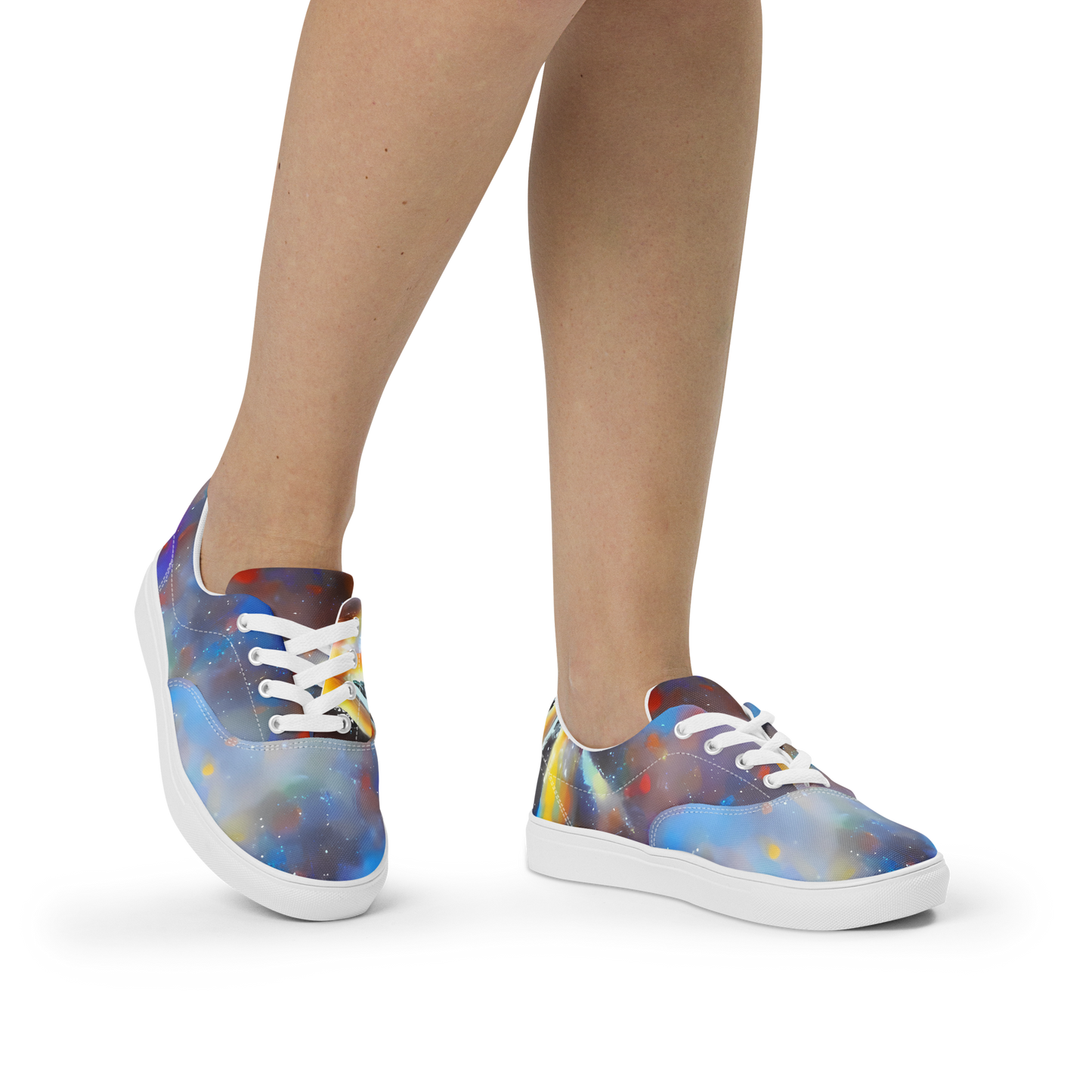 Women's Lace-Up Canvas Shoes - Impressionist Drift