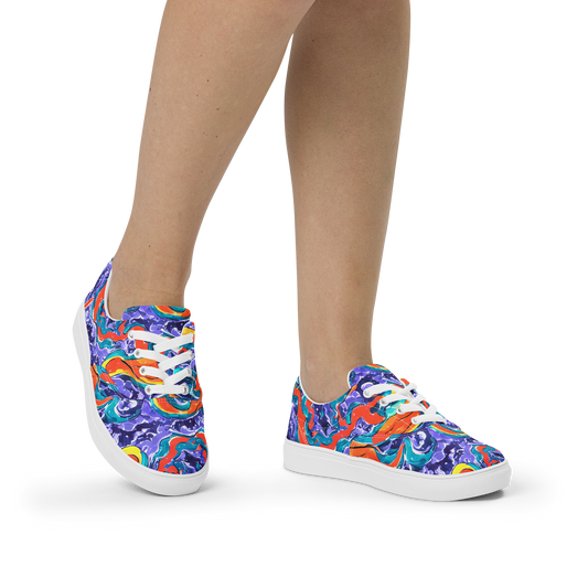 Women's Lace-Up Canvas Shoes - Galactic Waves