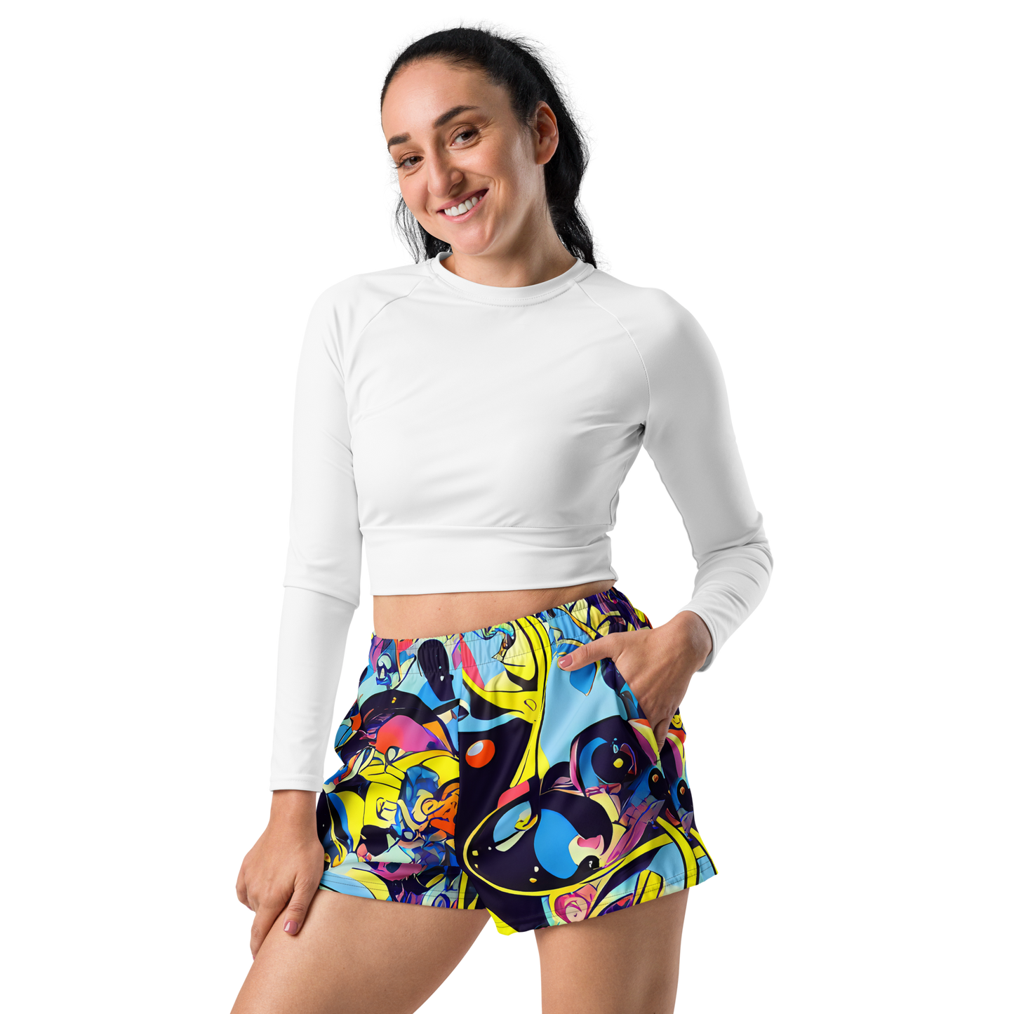 Women’s Athletic Shorts - Brown Brushwork