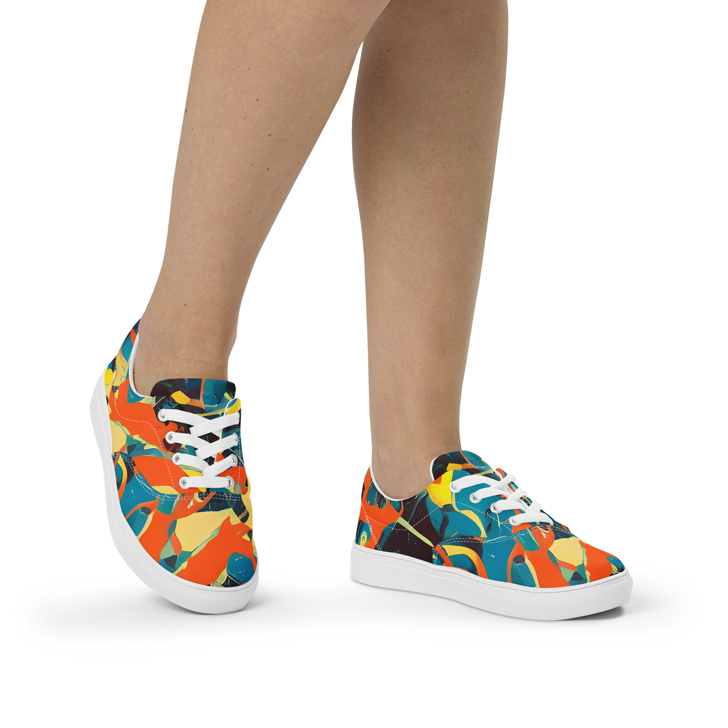 Women's Lace-Up Canvas Shoes - Abstract Tango