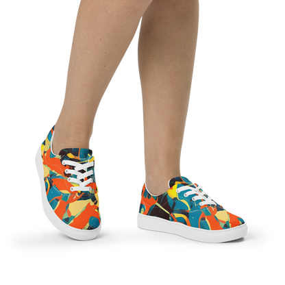 Women's Lace-Up Canvas Shoes - Abstract Tango