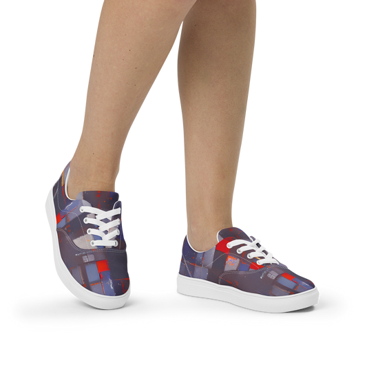 Women's Lace-Up Canvas Shoes - Cubist Rhythm