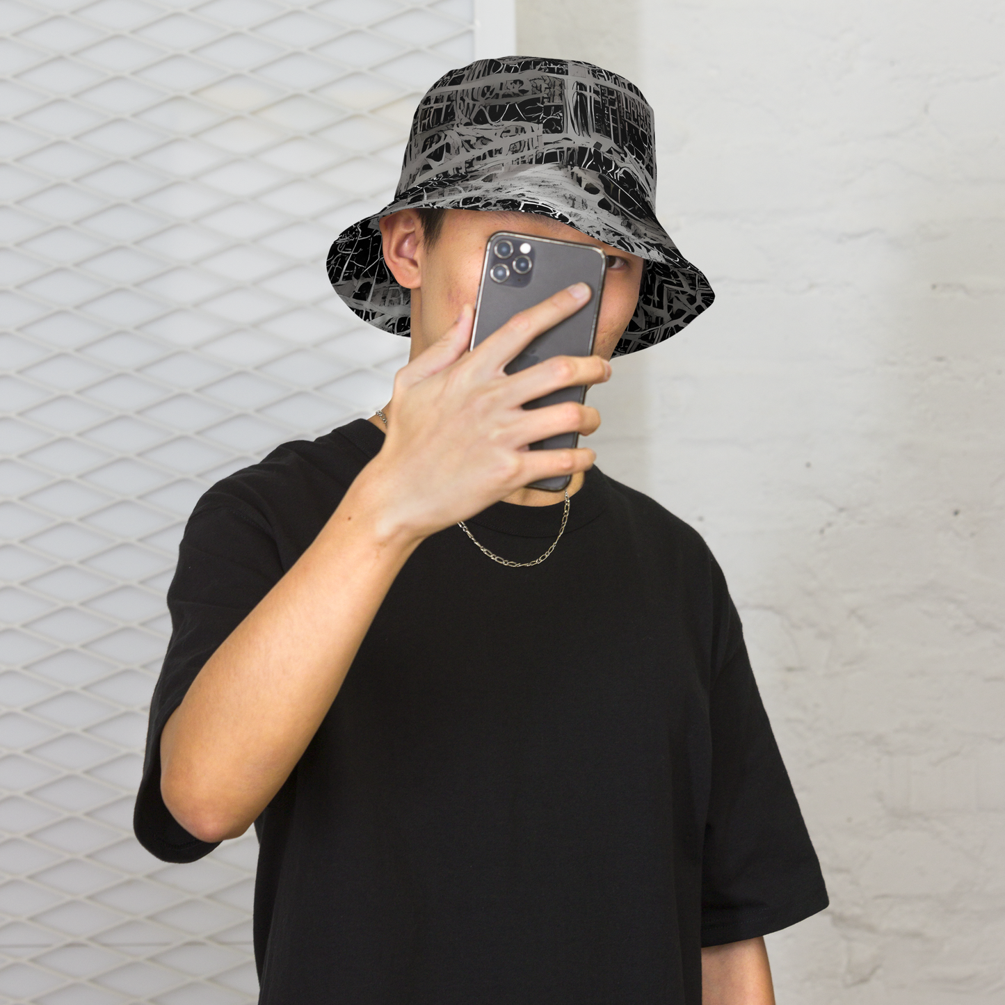 Reversible Bucket Hat - Monochrome Mesh