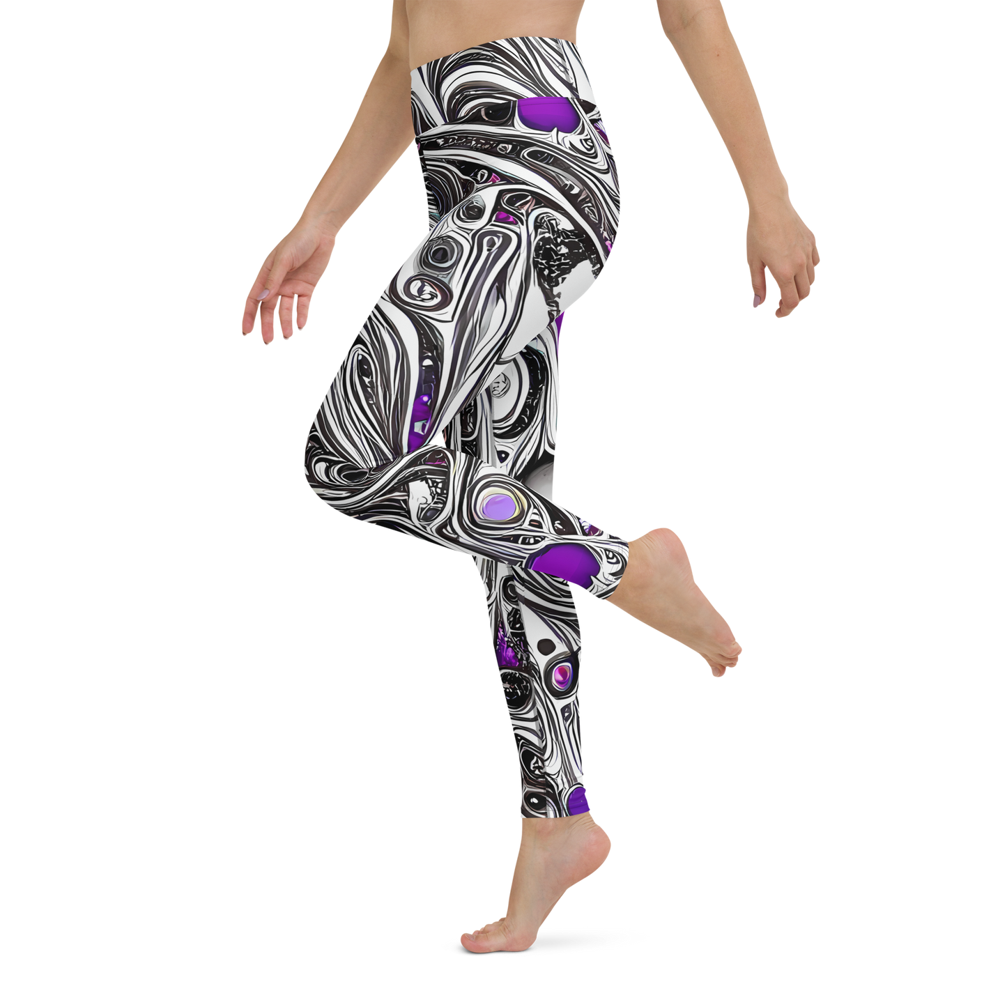 Yoga Leggings - Neo-Noir Waves