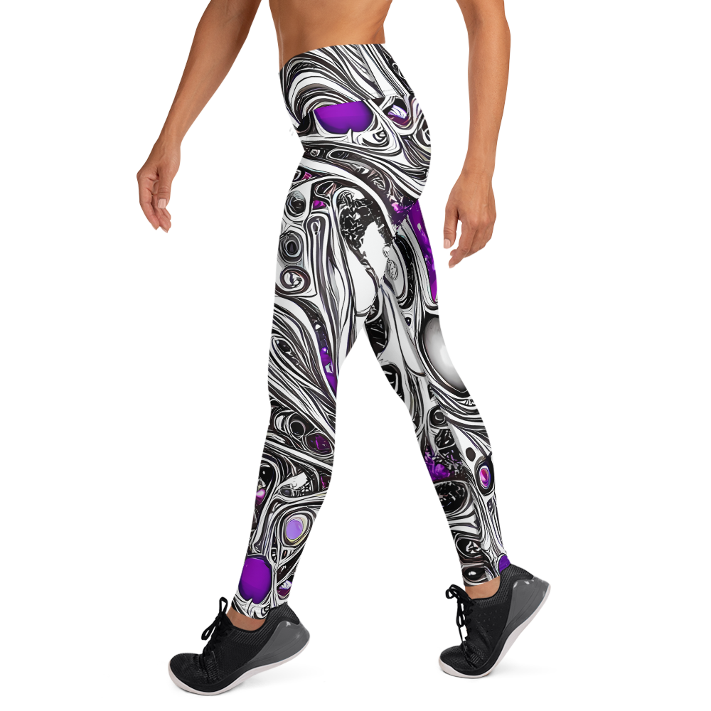 Yoga Leggings - Neo-Noir Waves