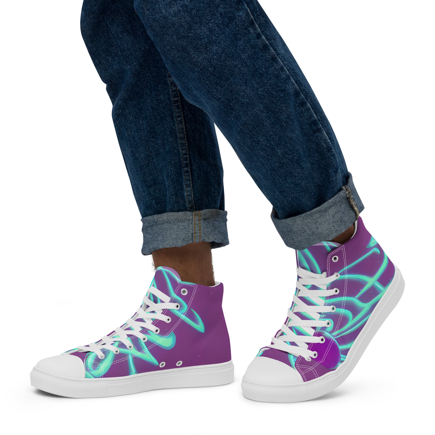Men's High Top Canvas Shoes - Neon Drift