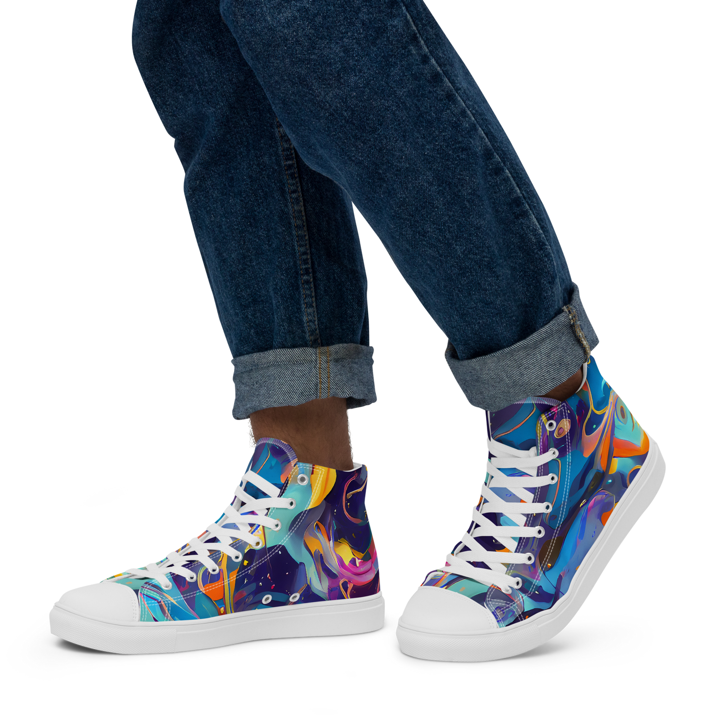 Men's High Top Canvas Shoes - Whimsical Fusion