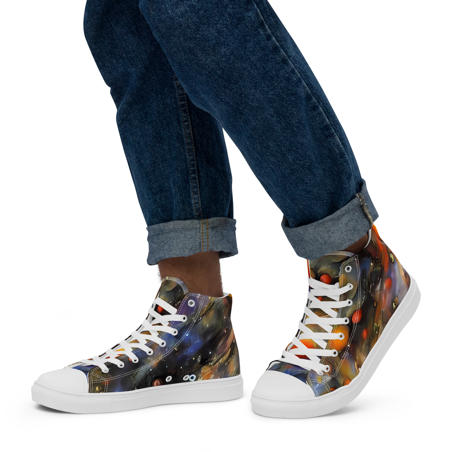 Men's High Top Canvas Shoes - Brushstroke Blaze