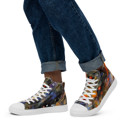 Men's High Top Canvas Shoes - Brushstroke Blaze