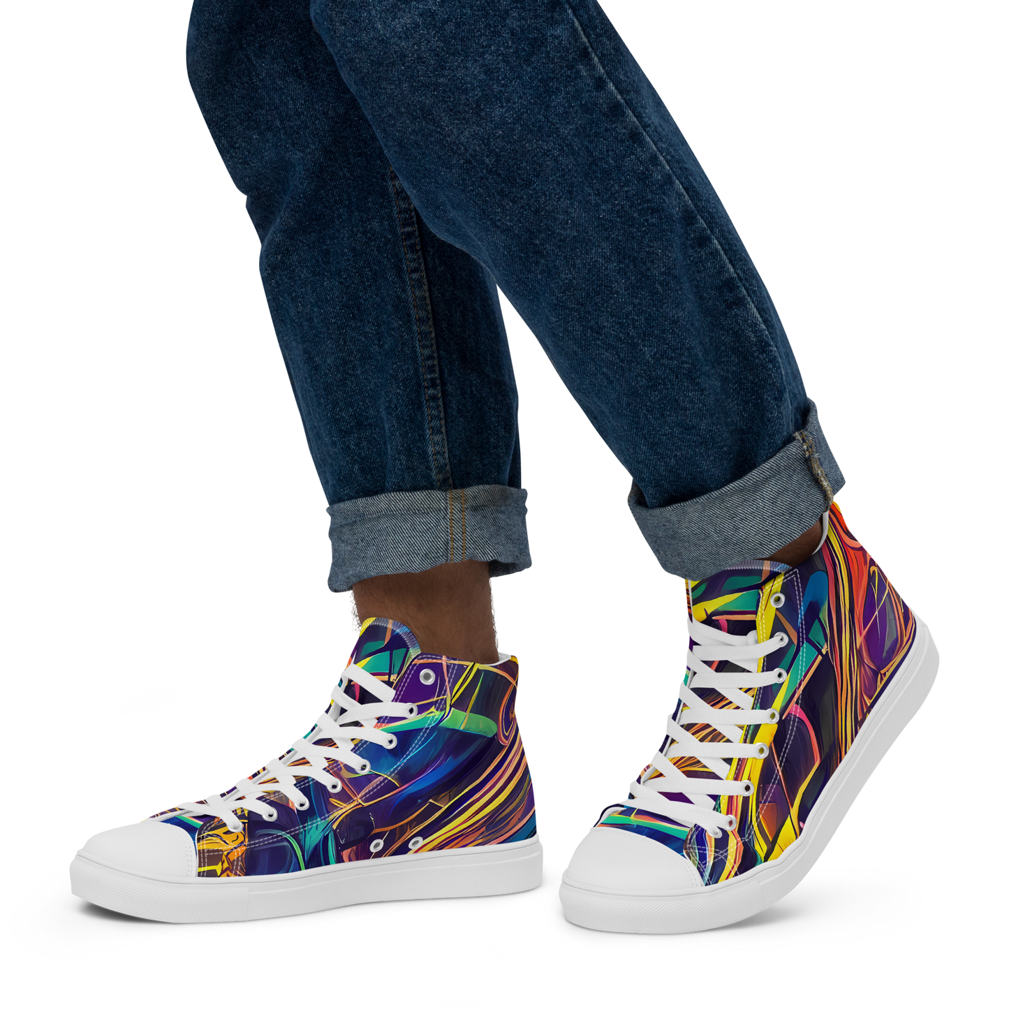 Men's High Top Canvas Shoes - Vector Rhapsody