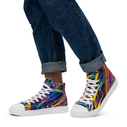 Men's High Top Canvas Shoes - Vector Rhapsody