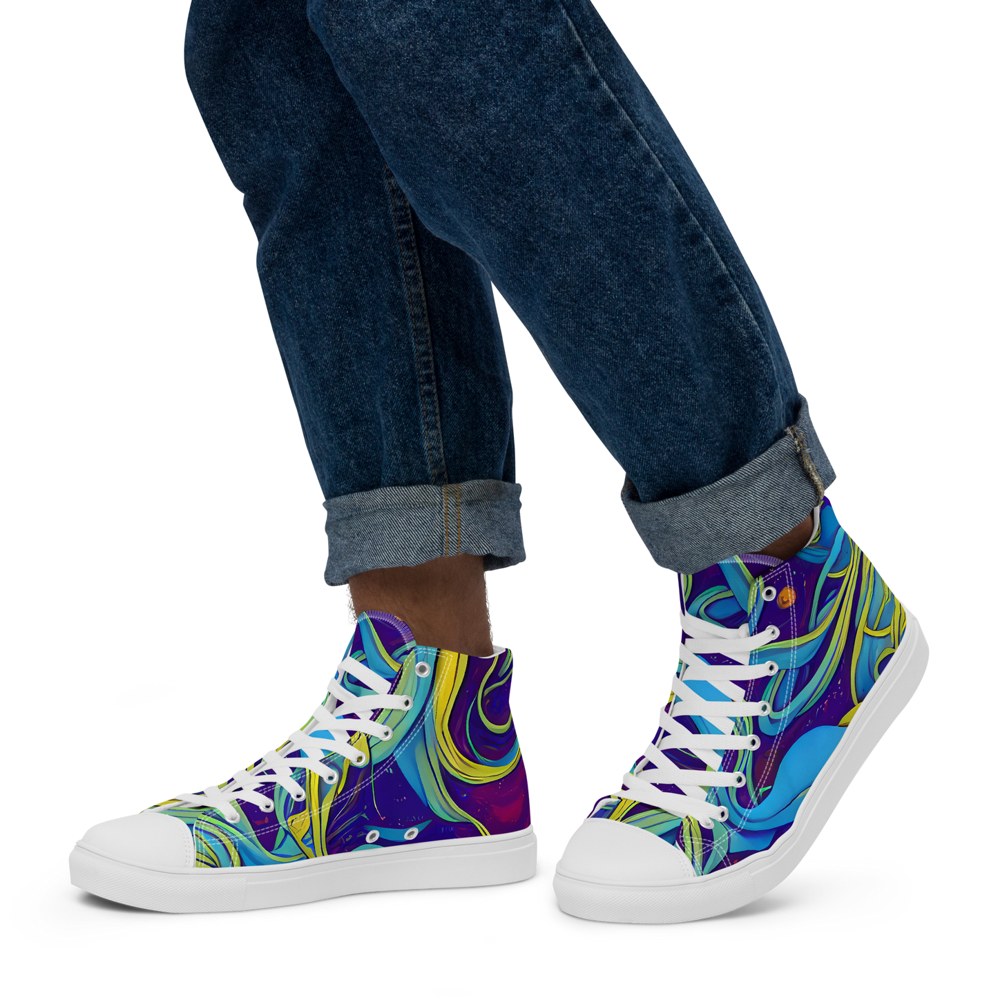 Men's High Top Canvas Shoes - Stellar Swirls