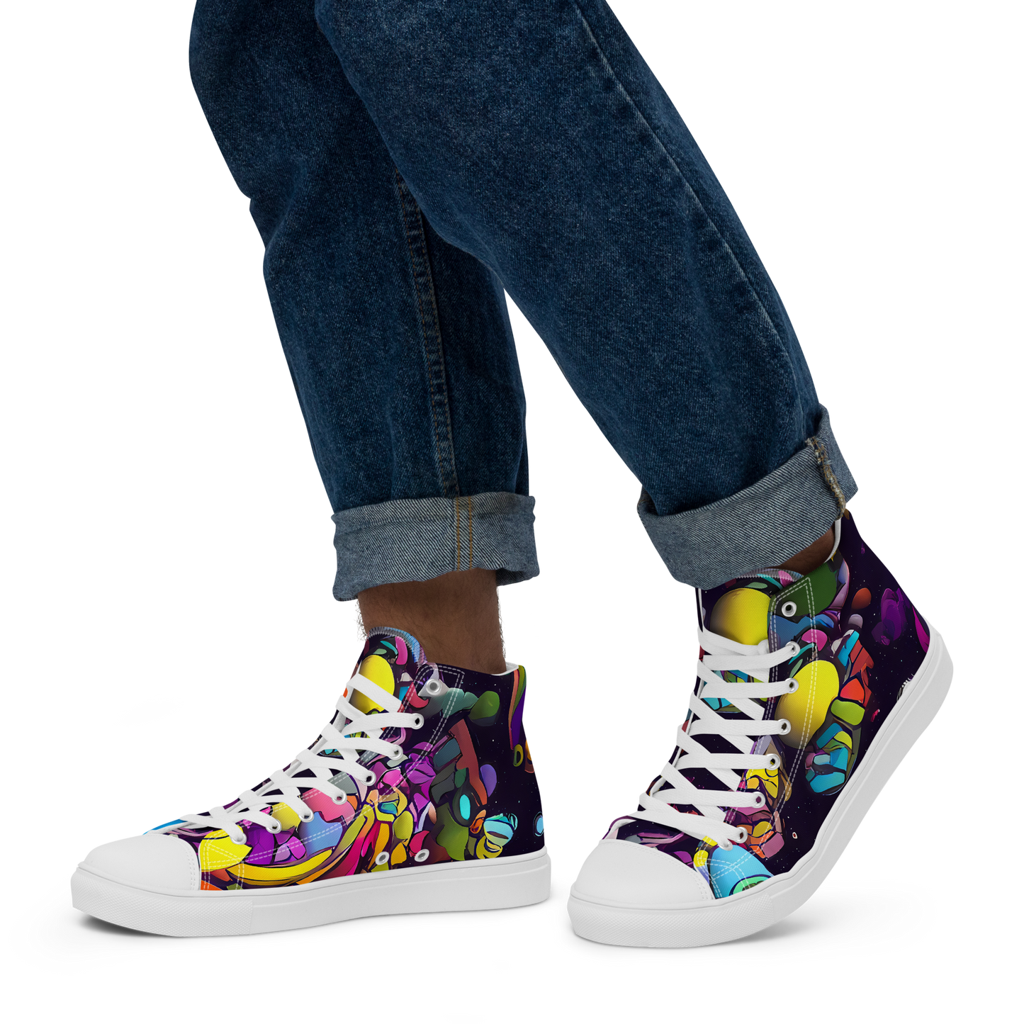 Men's High Top Canvas Shoes - Galactic Playground