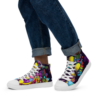 Men's High Top Canvas Shoes - Galactic Playground