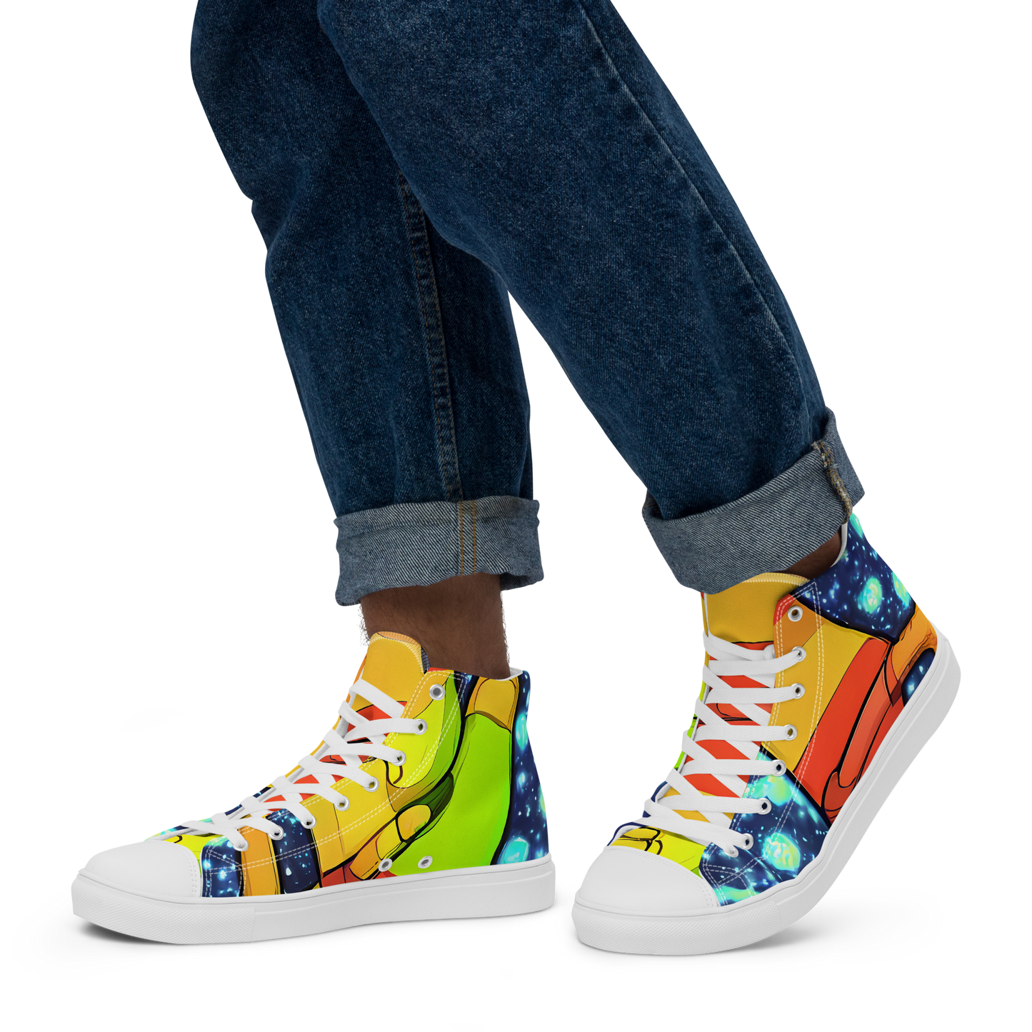 Men's High Top Canvas Shoes - Cosmic Siblings