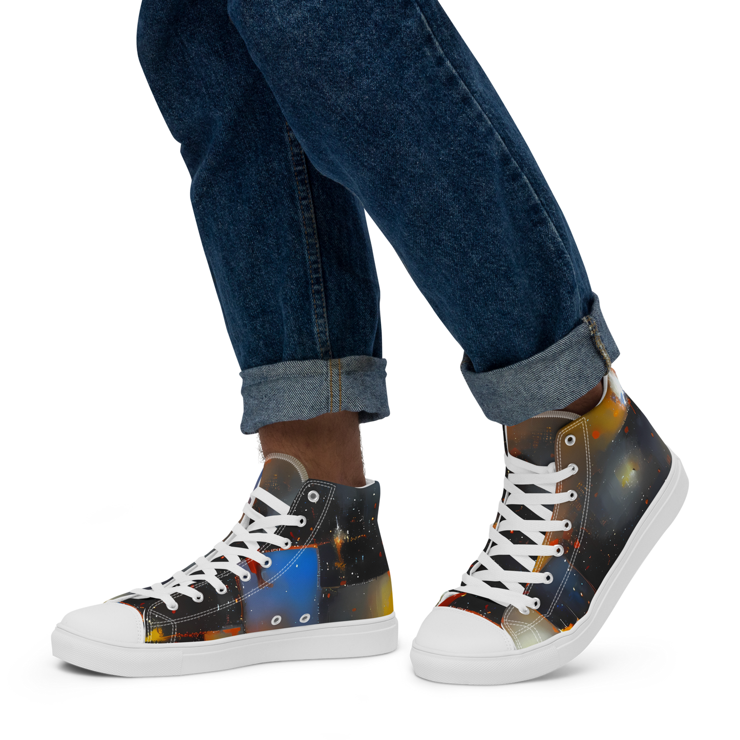 Men's High Top Canvas Shoes - Monet's Matrix