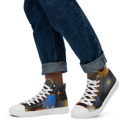 Men's High Top Canvas Shoes - Monet's Matrix