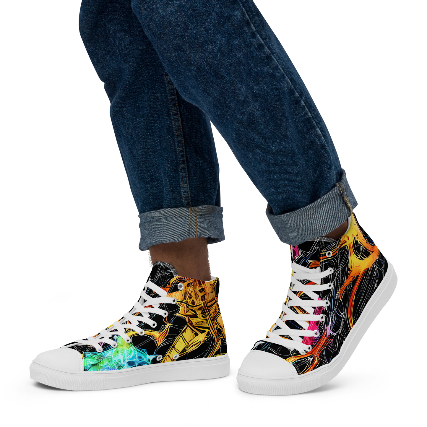 Men's High Top Canvas Shoes - Psychedelic Pulsar