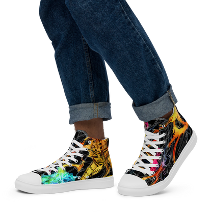 Men's High Top Canvas Shoes - Psychedelic Pulsar