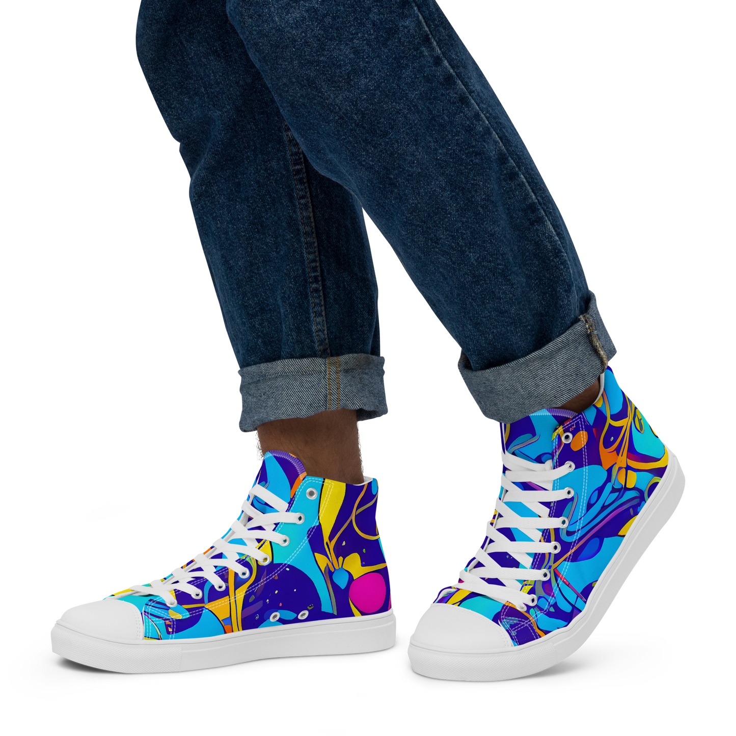 Men's High Top Canvas Shoes - Spectral Tangle