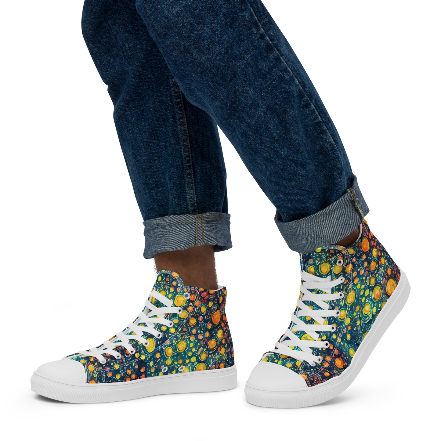 Men's High Top Canvas Shoes - Starry Orbits