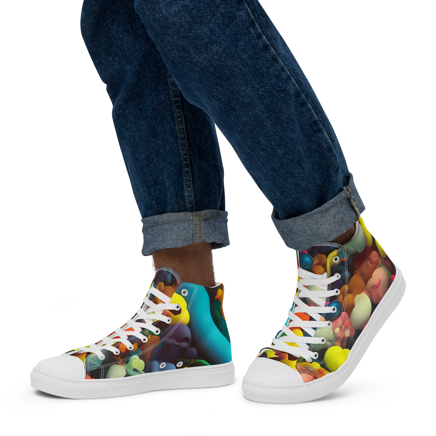 Men's High Top Canvas Shoes - Bubble Pop Art