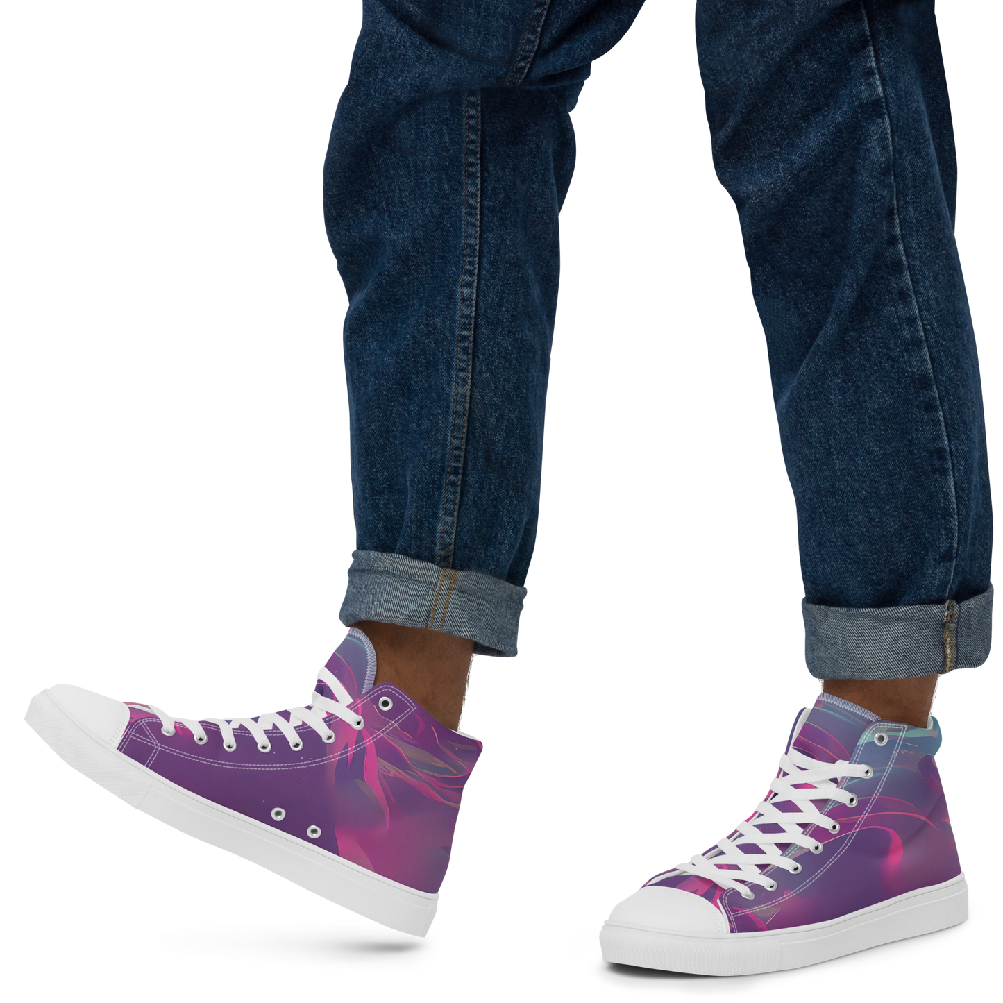 Men's High Top Canvas Shoes - Dreamscape Swirl