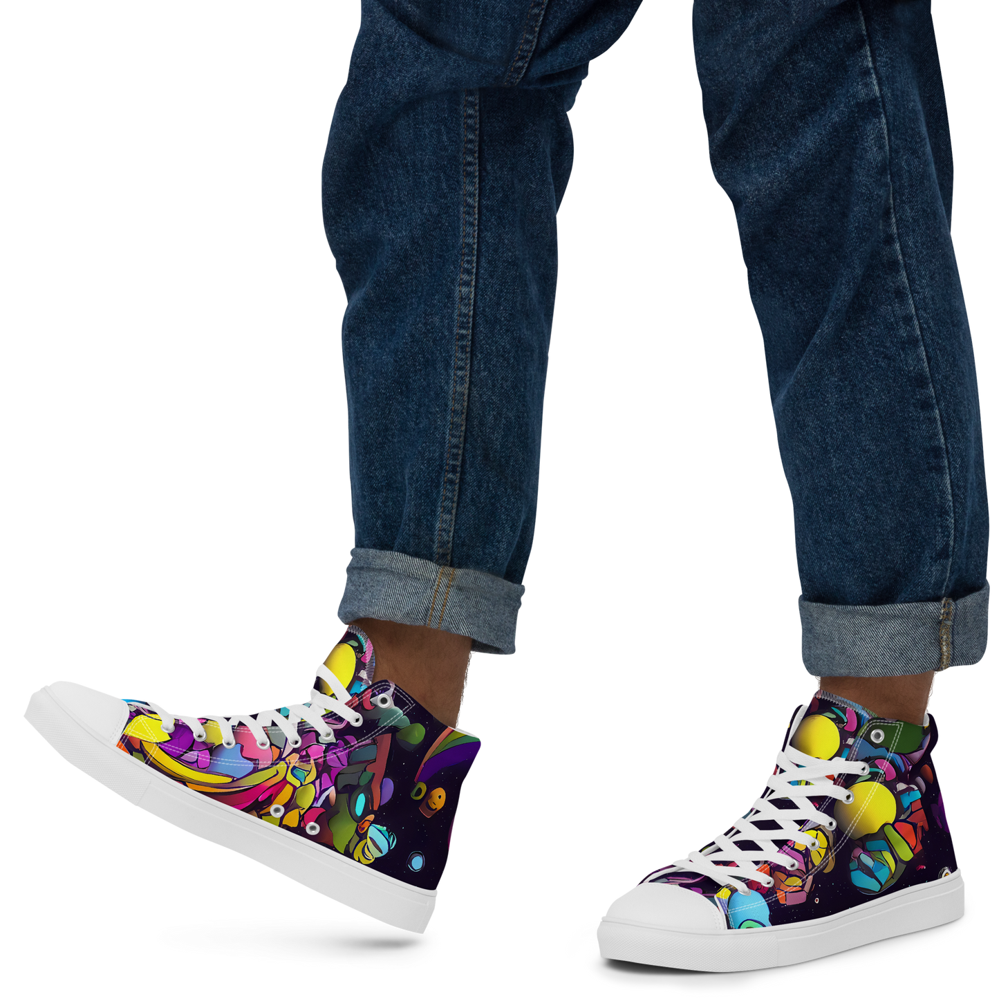 Men's High Top Canvas Shoes - Galactic Playground