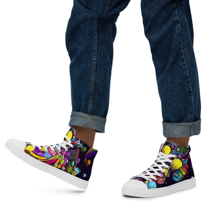 Men's High Top Canvas Shoes - Galactic Playground