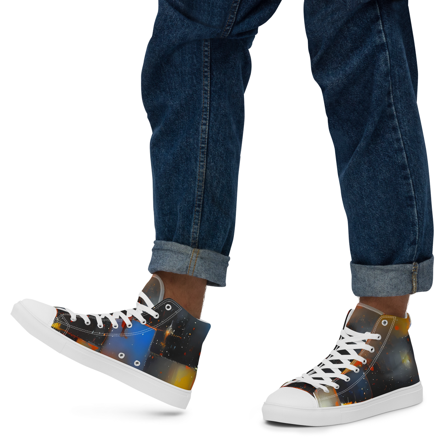 Men's High Top Canvas Shoes - Monet's Matrix