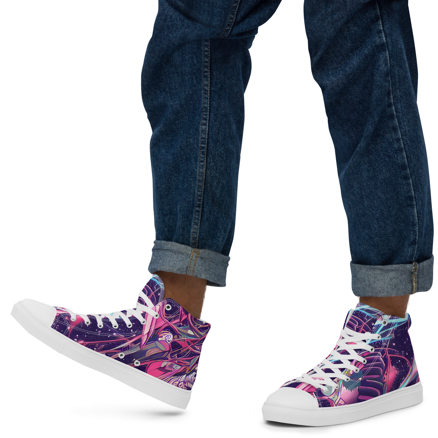 Men's High Top Canvas Shoes - Neo-Tokyo Twirl