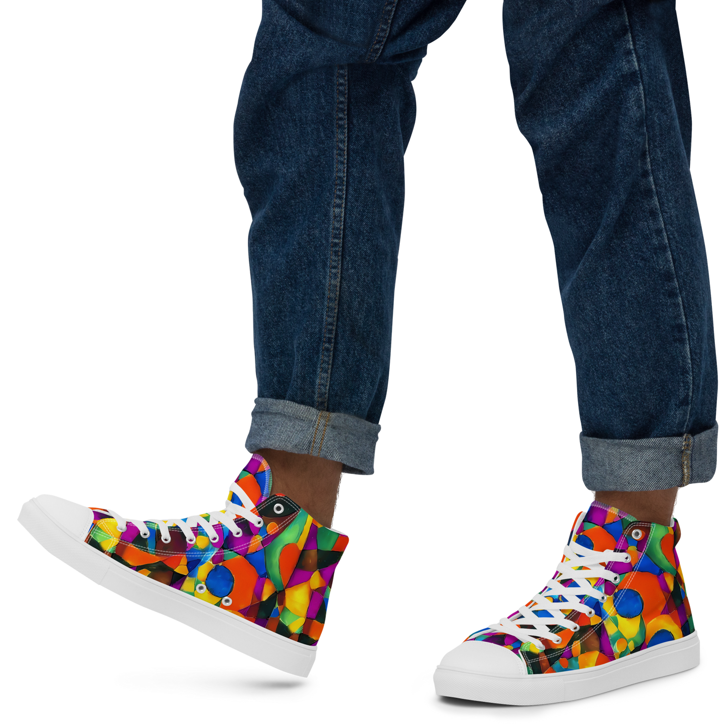 Men's High Top Canvas Shoes - Galactic Jigsaw