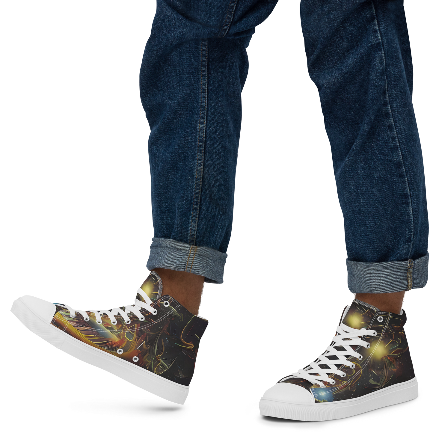 Men's High Top Canvas Shoes - Galactic Swirl