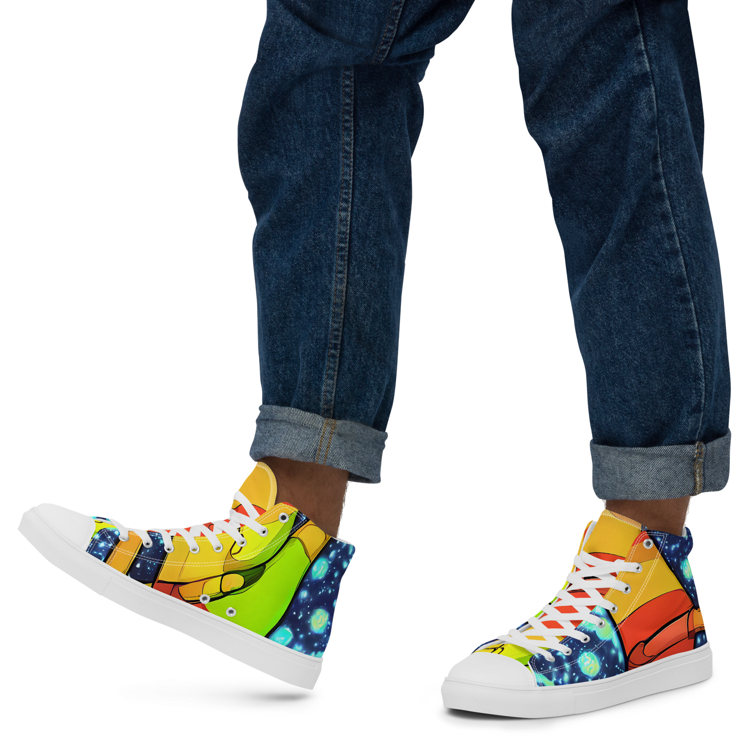 Men's High Top Canvas Shoes - Cosmic Siblings