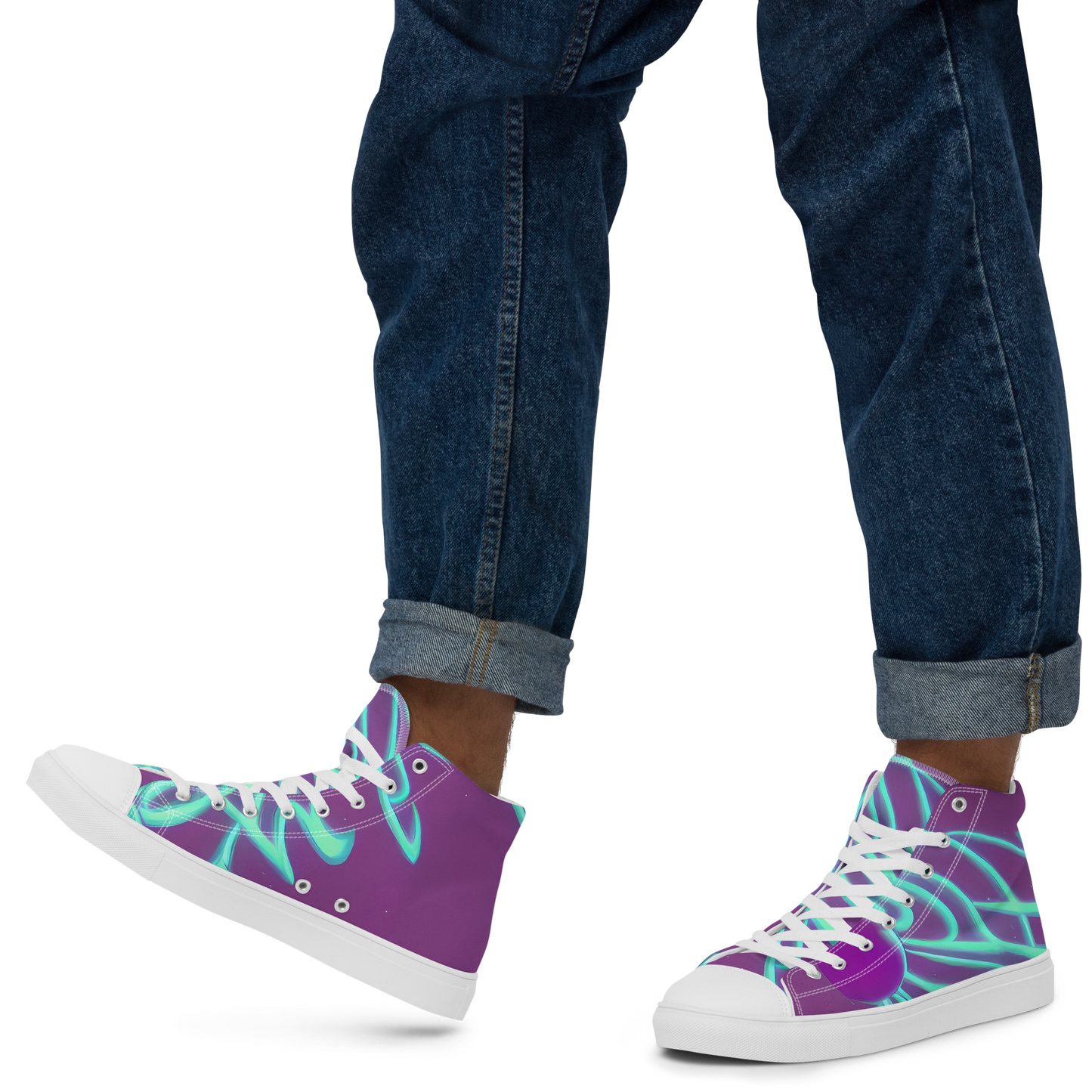 Men's High Top Canvas Shoes - Neon Drift